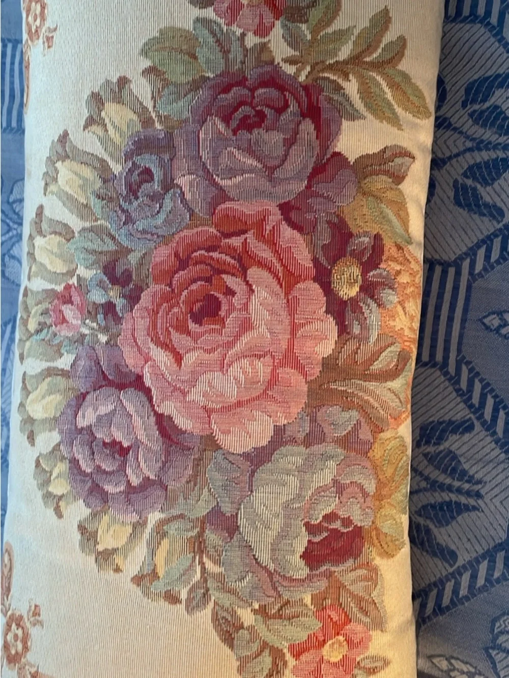 Floral Rose Bouquet Decorative Pillow - Pink and Beige print Set